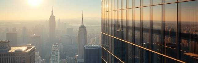 sleek polycarbonate glazing, seamless, framing a view, photorealistic, modern high-rise building overlooking cityscape, highly detailed, gleaming under the sun, clear reflection, crystal-like transparency, golden hour lighting, shot with a tilt-shift lens.