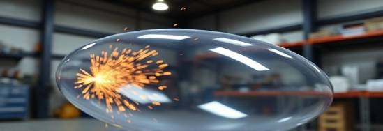 smooth polycarbonate material, polished finish, spinning, photorealistic, modern workshop interior, highly detailed, sparks flying, 10k resolution, glossy, focused light, shot with a 50mm lens.