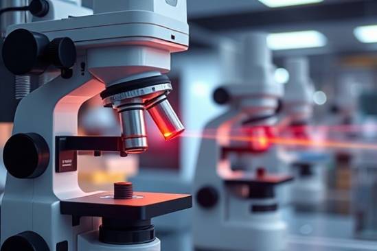 lightweight polycarbonate uses, innovative solutions, examining, photorealistic, laboratory with microscopes, highly detailed, laser beams cutting through, 15k resolution, transparent, cool lighting, shot with a close-up lens.